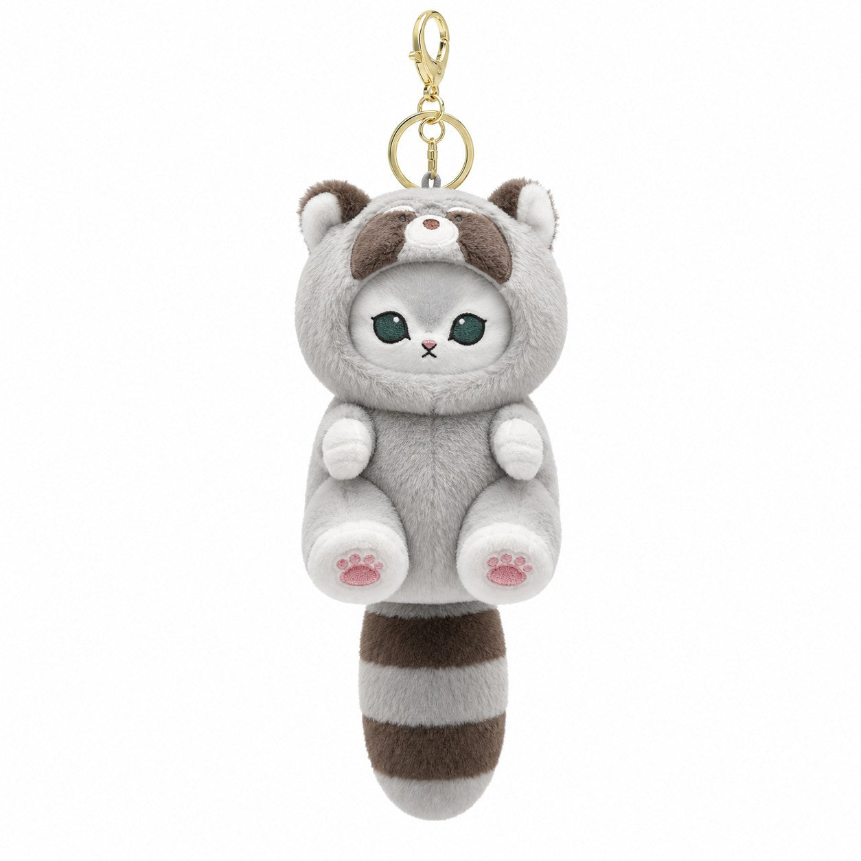 Cat in Animal Costume Plush Keychain Charm