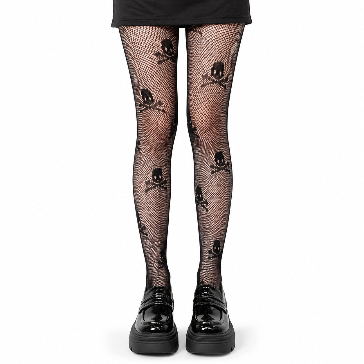 Skull Pattern Fishnet Tights — AltBrat