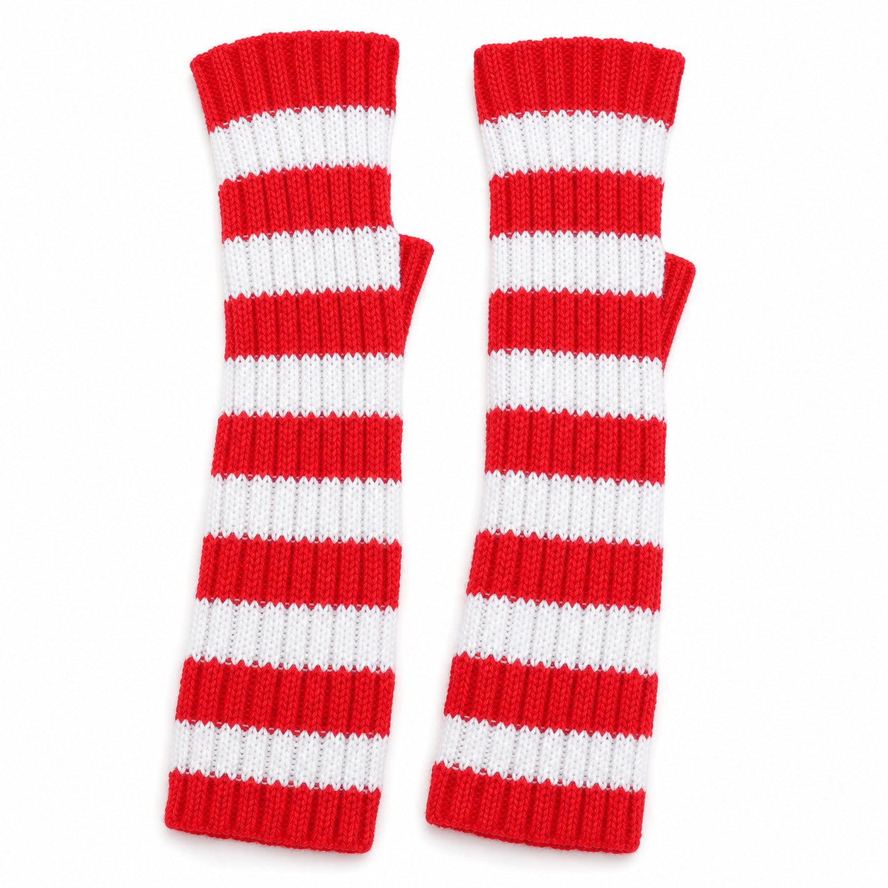 striped-knit-arm-warmers Red
