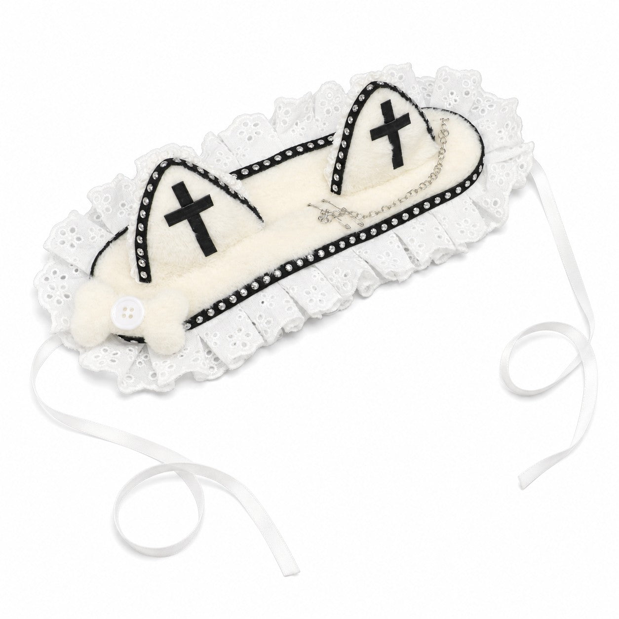 studded-cat-ear-headband White