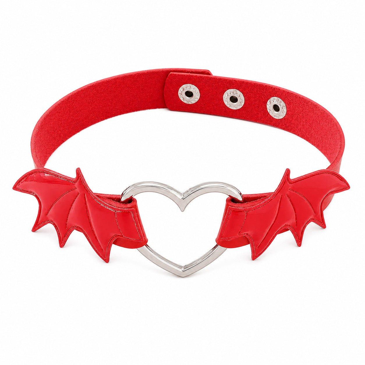 winged-heart-choker-necklace Red