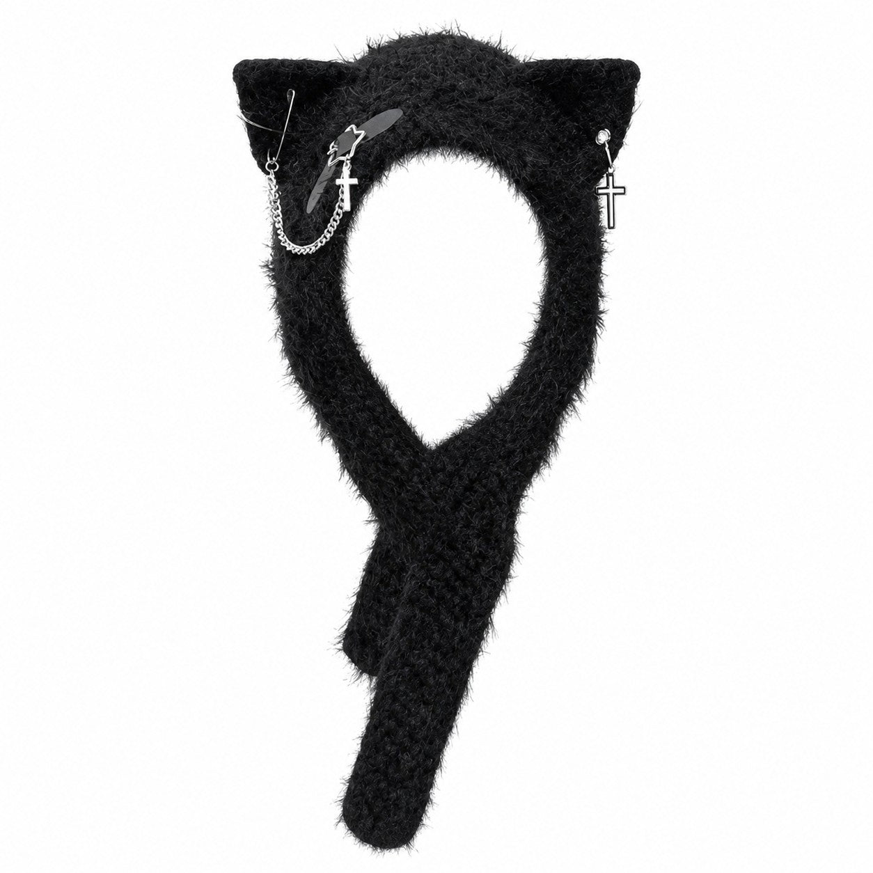 women-punk-gothic-lolita-y2k-girl-cat-ear-knitted-hat-subculture-cute-warm-beanie-hat-autumn-winter-hip-hop-spike-hats-scarves BLACK