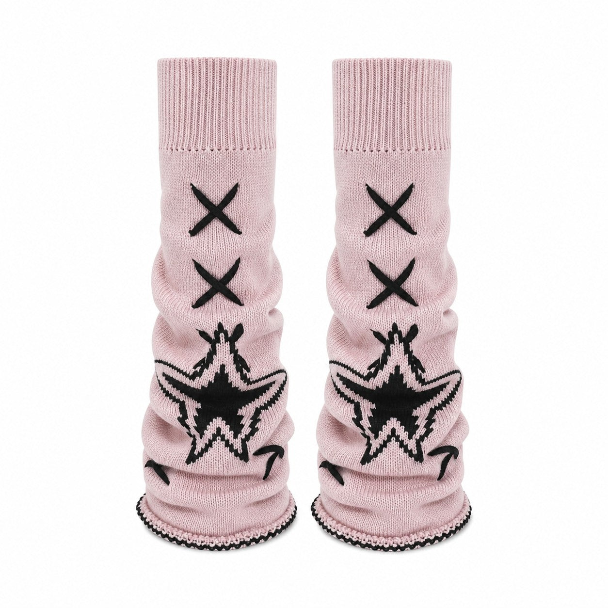 women-y2k-aesthetic-star-leg-warmers-japanese-ankle-warmer-knee-high-knitted-foot-cover-bandage-autumn-long-socks Pink