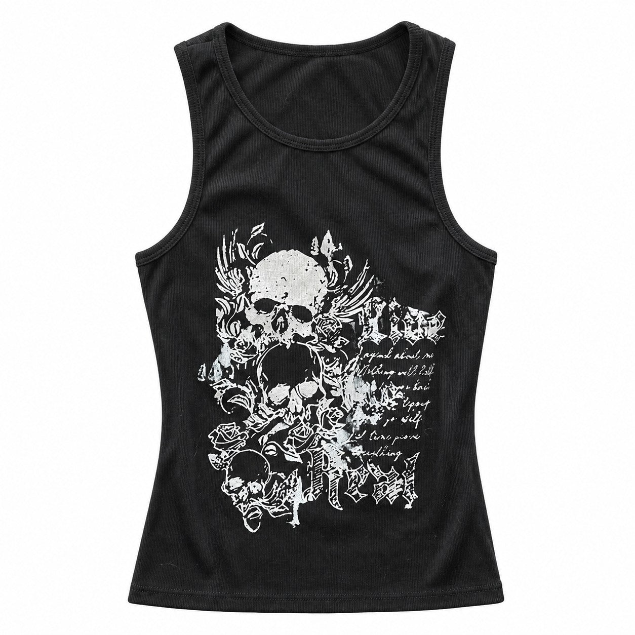 Skull & Wings Print Y2K Grunge Tank Top