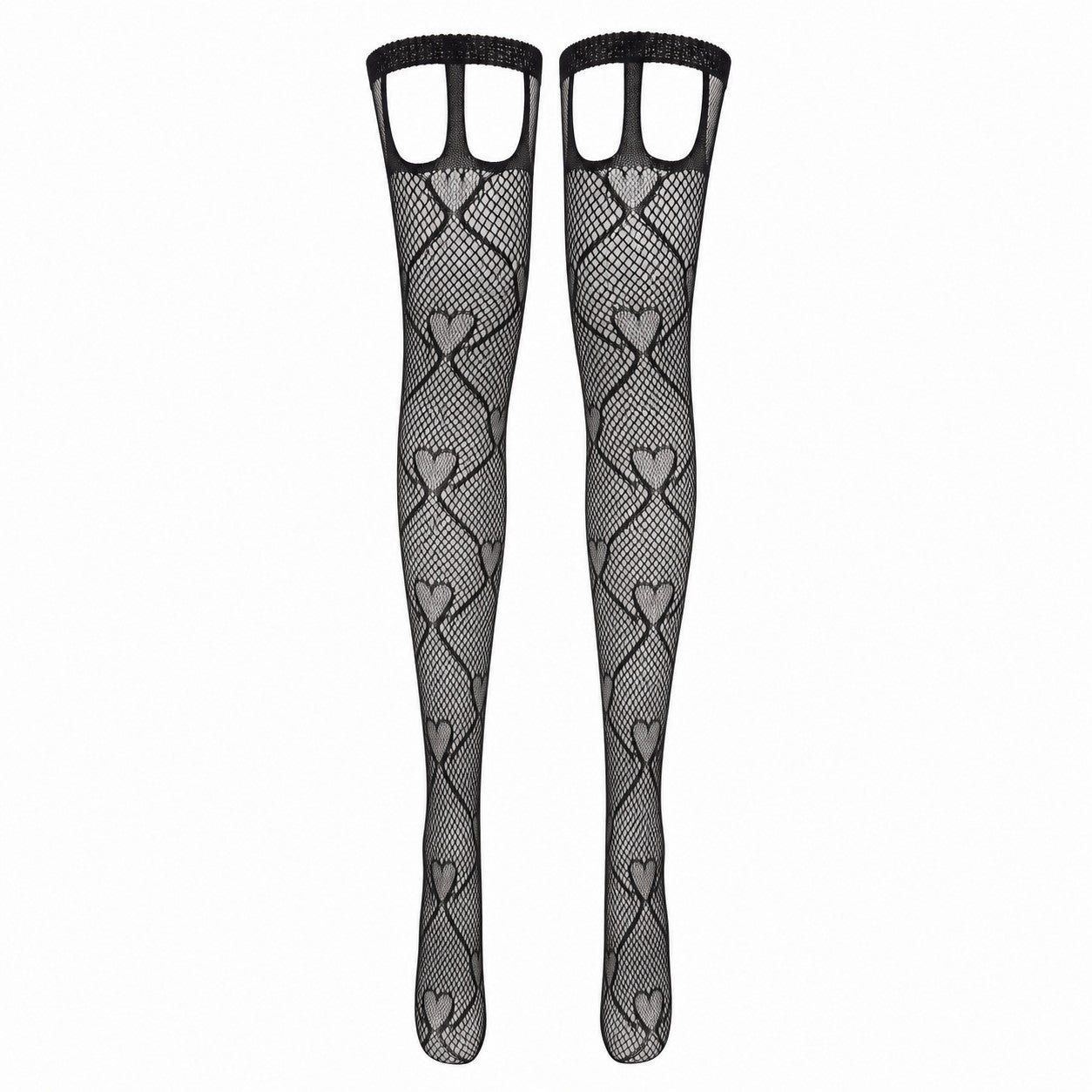 Heart Pattern Fishnet Tights